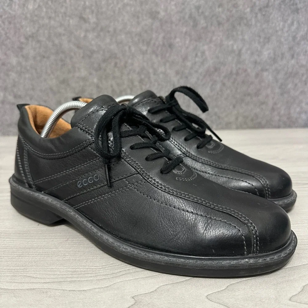 ECCO Fusion Oxford Mens 43 US‎ 9-9.5 Black Leather Plain Toe Lace Up Shoes